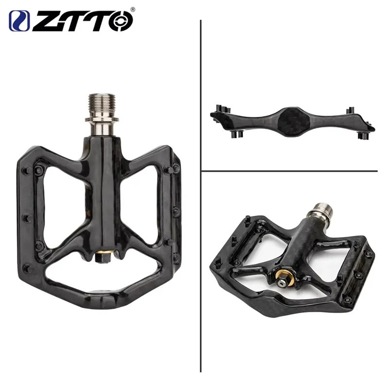 ZTTO 초경량 풀 카본 파이버 베어링 페달 로드 바이크 페달 티타늄 액슬 내구성 자전거 페달 미끄럼 방지 사이클링 액세서리