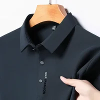 POLO à manches courtes pour hommes, couleur unie, haut élastique respirant et confortable, nouvelle collection 6