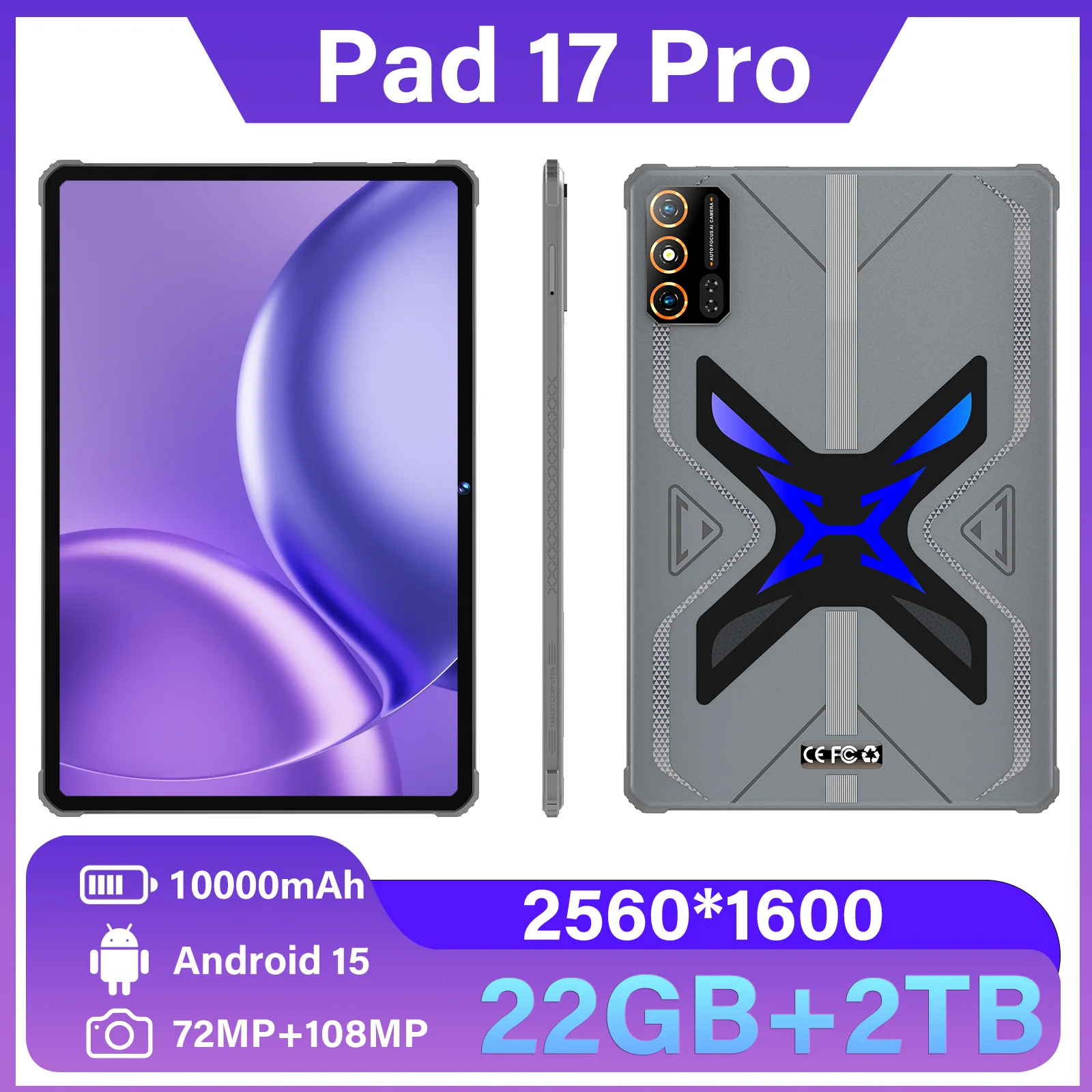 2025 Pad 17 Pro Tablet 22GB+2T Tablet PC Android 15 Tablette