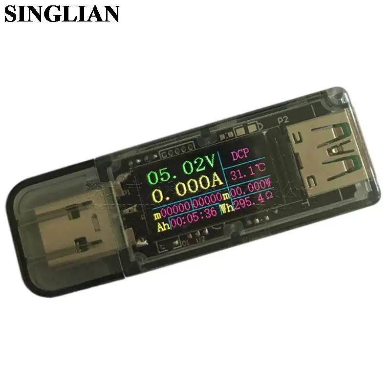 

5A USB Tester Color Screen Voltmeter Ammeter Power And Capacity Fast Charging Protocol Charger ZK-UT 0.96 Inch IPS Display