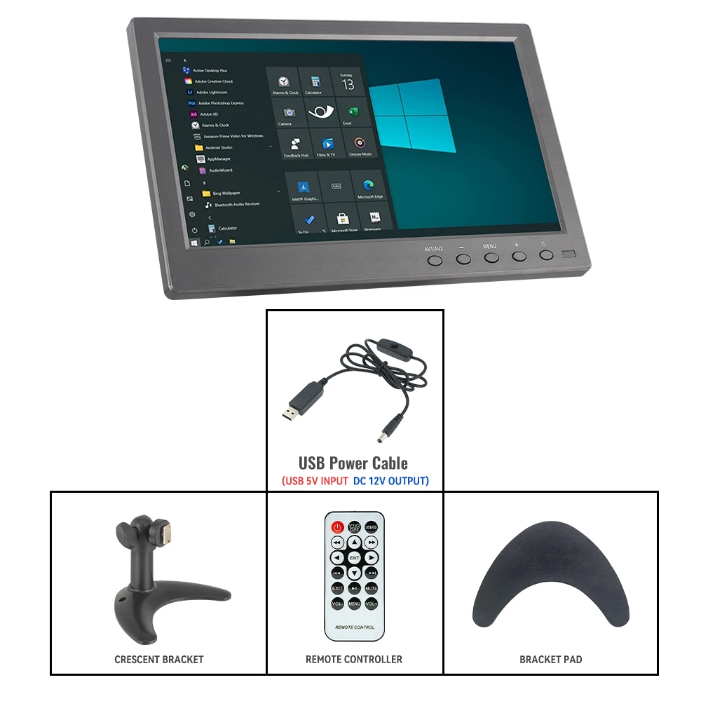 KTYDKP 10,1 Zoll HD Auto Monitor LCD Digital Bildschirm 1024*600 Überwachung mit HDMI VGA AV BNC SUB Monitor für Computer PC Display