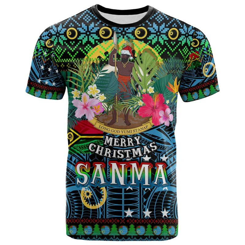 

3D Vanuatu Coat Of Arms Printing T Shirt Polynesian Tattoo Graphic T-shirts For Men Kid Fashion Streetwear Clothing Harajuku Top