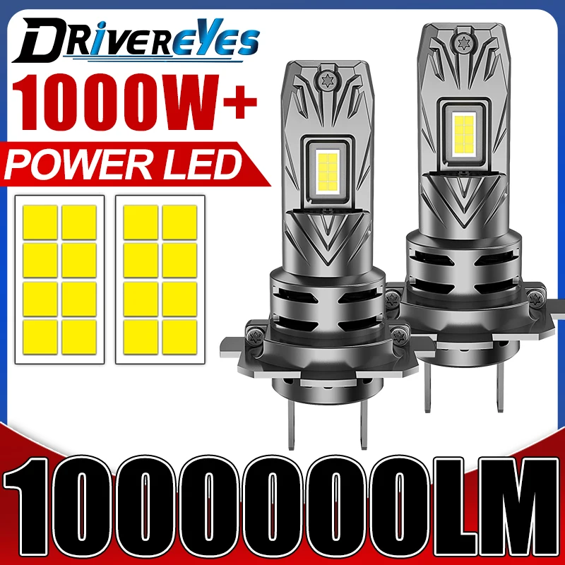 2PCS H7 Turbo For Car LED Headlight Bulbs Canbus No Error 1000W Auto lights 6000K Mini Super Bright Headlamps Plug&Play 12V 24V
