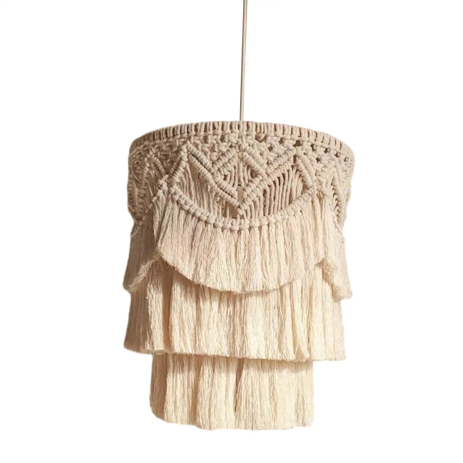 Macrame Lamp Shade Handwoven Durable Rustic Pendant Light Cover for Housewarming Gift Apartment Dining Room Office Restaurant