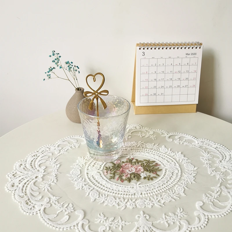 Vintage Lace Coaster Table Cloth Lace Tablecloth Embroidery Placemat Cabinet Furniture Decoration Background Photo Props 3