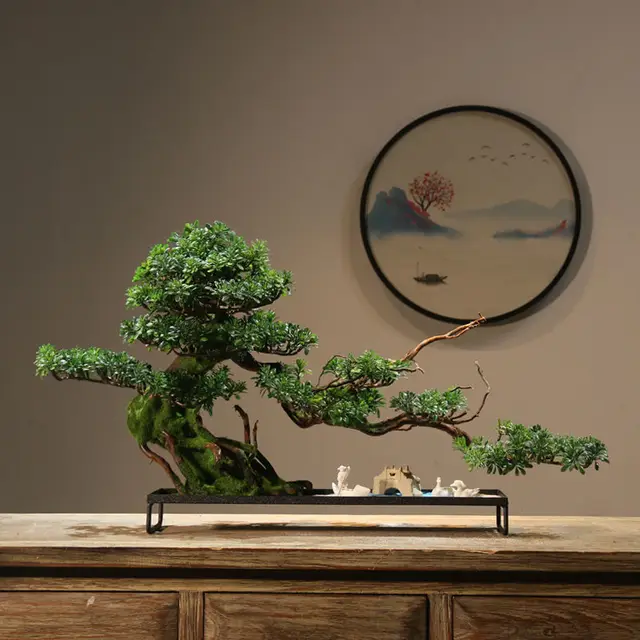 Szimuláció Zöld Növények Üdvözölve A Fenyő Bonsai Ültetési Sarkokat És Díszek Nappali Dekorációk Zen Mikrokori Táj - Image 4