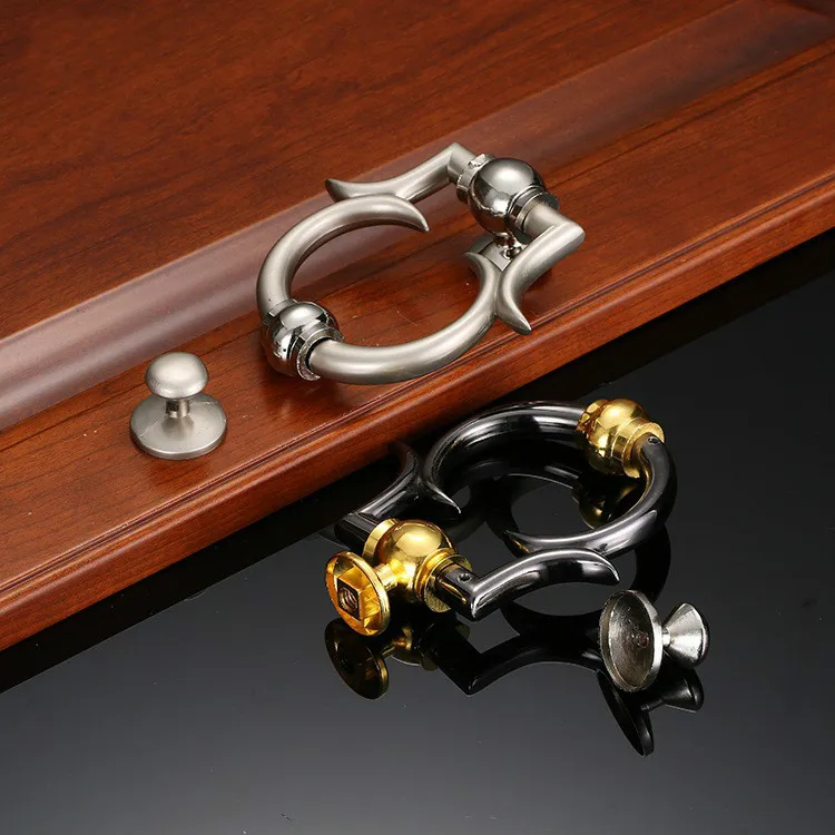 European Simple Knocker Zinc Alloy Knock Ring Door Furniture Handle Hardware Gun Black-Gold/Silver/Black door knocker