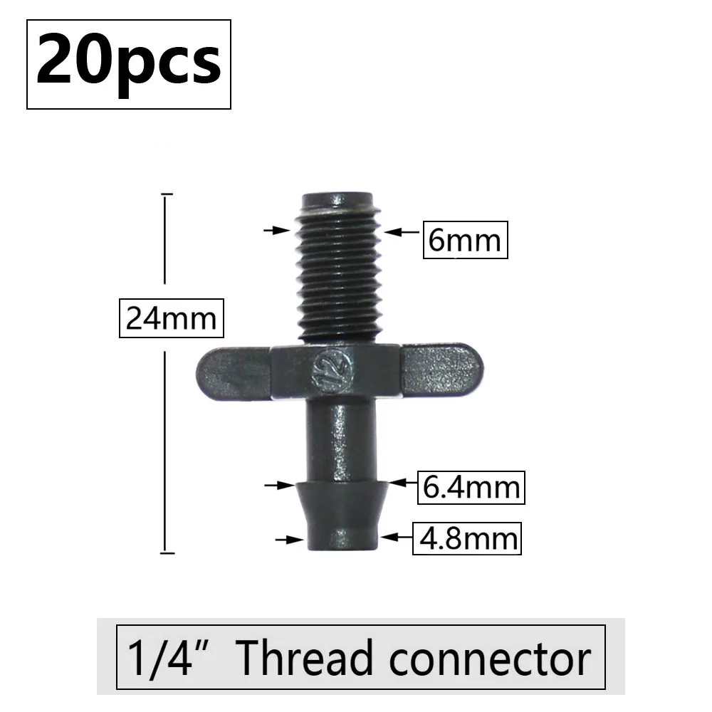 20pcs 3mm 4mm Garden Hose Barb Connector Drip Irrigation 1/4'' & 1/8'' Tube Hose Fitting Tees Cross Eng Plug Barb Accessories 2