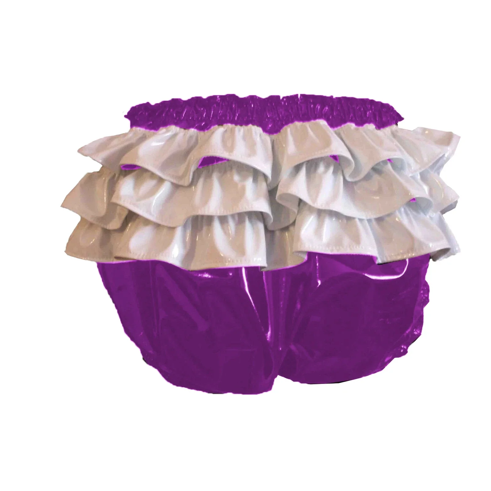 Exotic Lingerie Sissy Glossy PVC Leather Panties Ruffled High Waist High Cut Knickers Wet Look Cosplay Bloomers Fetish Underwear