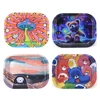 Household Metal Rolling Tray 18x14cm Tinplate Plate Container Cigar Smoking Accessories Storage Trays Various Patterns 1