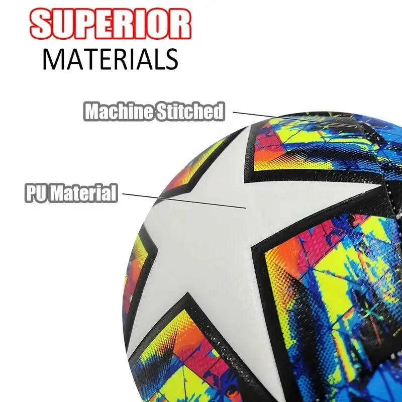 Soccer Ball Football Standard Size 5 Machine Sewn Ball PU Explosion-proof Material, Sports League, Outdoor Game, Football Training