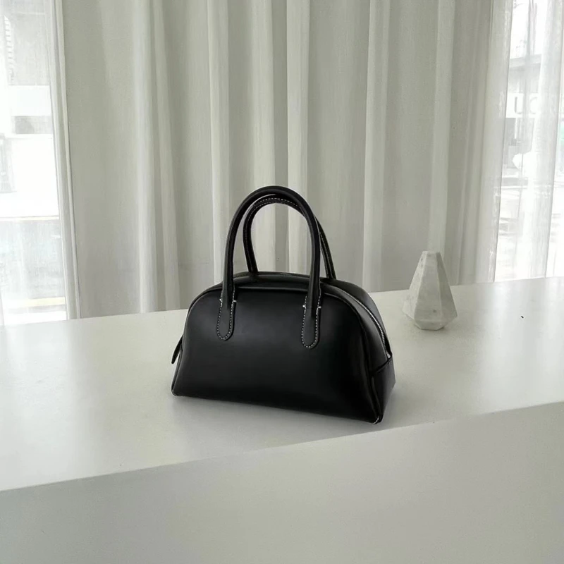

Large Capacity Genuine Leather Handbag Solid Color Tote Bag for Women
