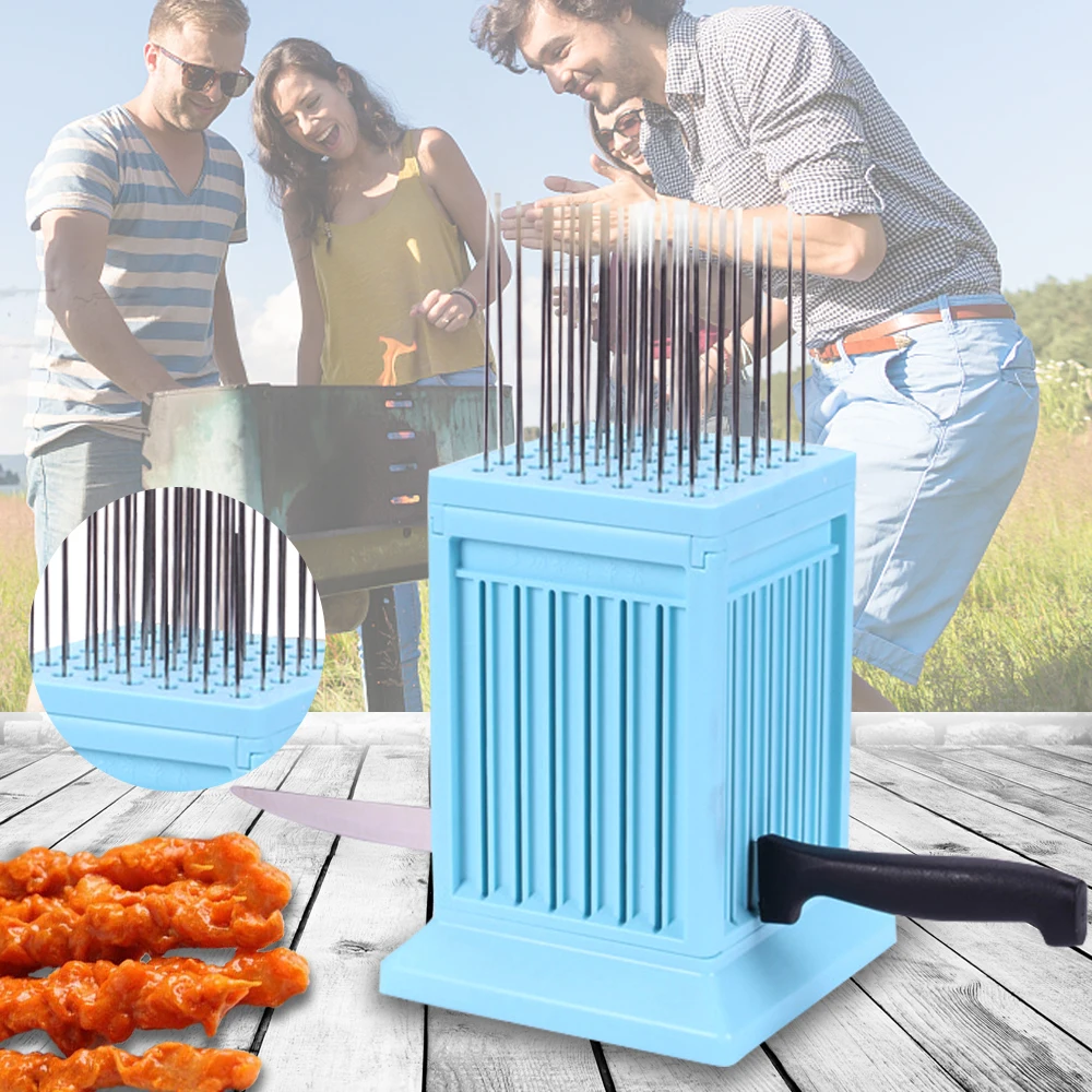 Vegetables Barbecue Accessories Kebab Maker Barbecue Stringer Box Machine 49 Holes Beef Pork Meat Skewer Tools barbecue skewers,kebab maker,bbq grilling accessories