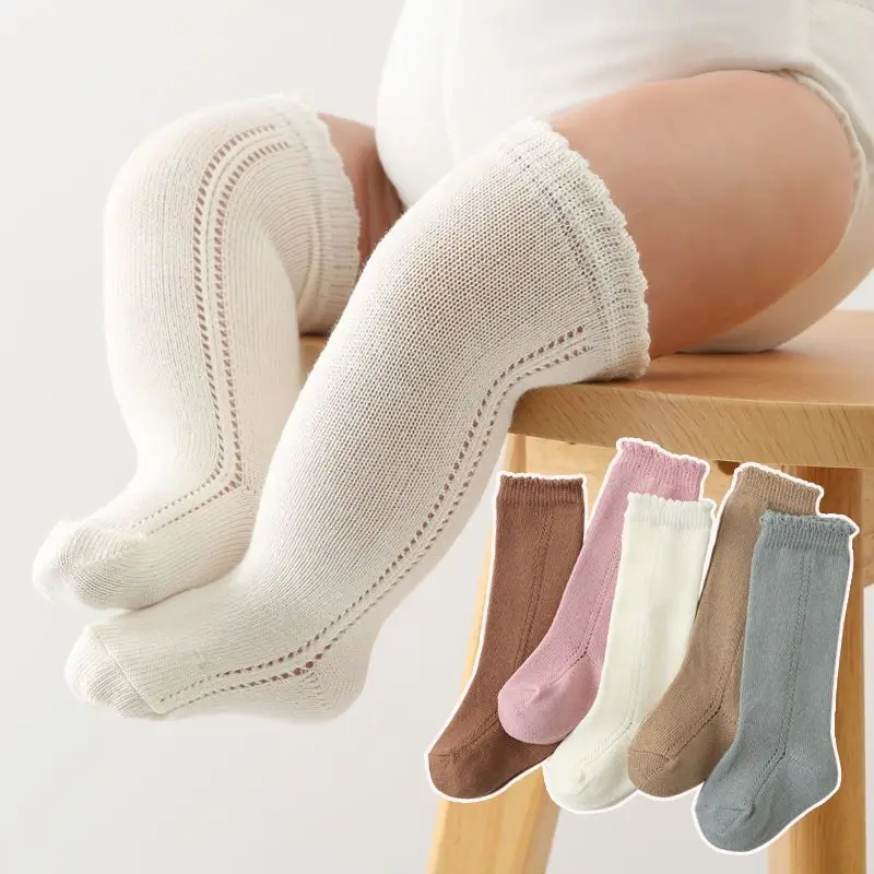 女の赤ちゃんのためのスペイン語の靴下20ペア-ロット大きな弓膝高い柔らかい綿子供のための