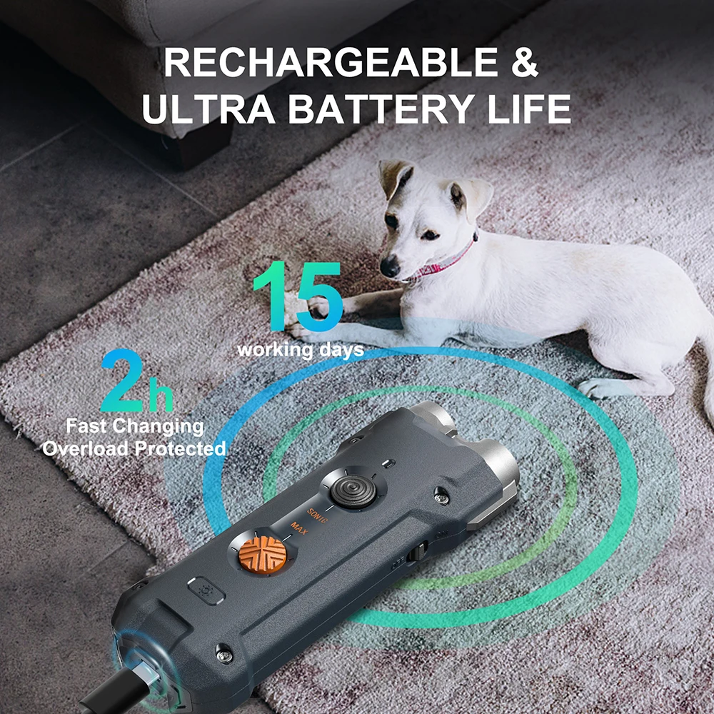 Double Flashlights 32 feet Ultrasonic Pet Dog Repeller