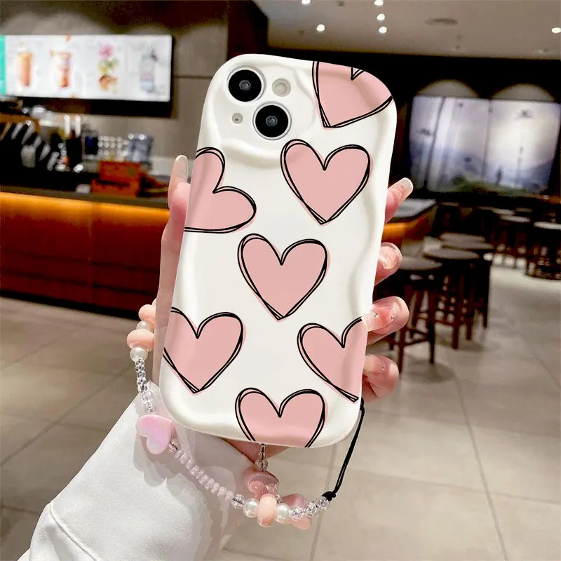 Elegant Heart Flower Chain Phone Case - Chic & Stylish Protection