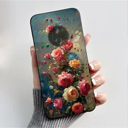Floral Cartoon Design Soft Silicone Black Phone Case for Nokia 110 4G 2024 (HEI - TPU326)