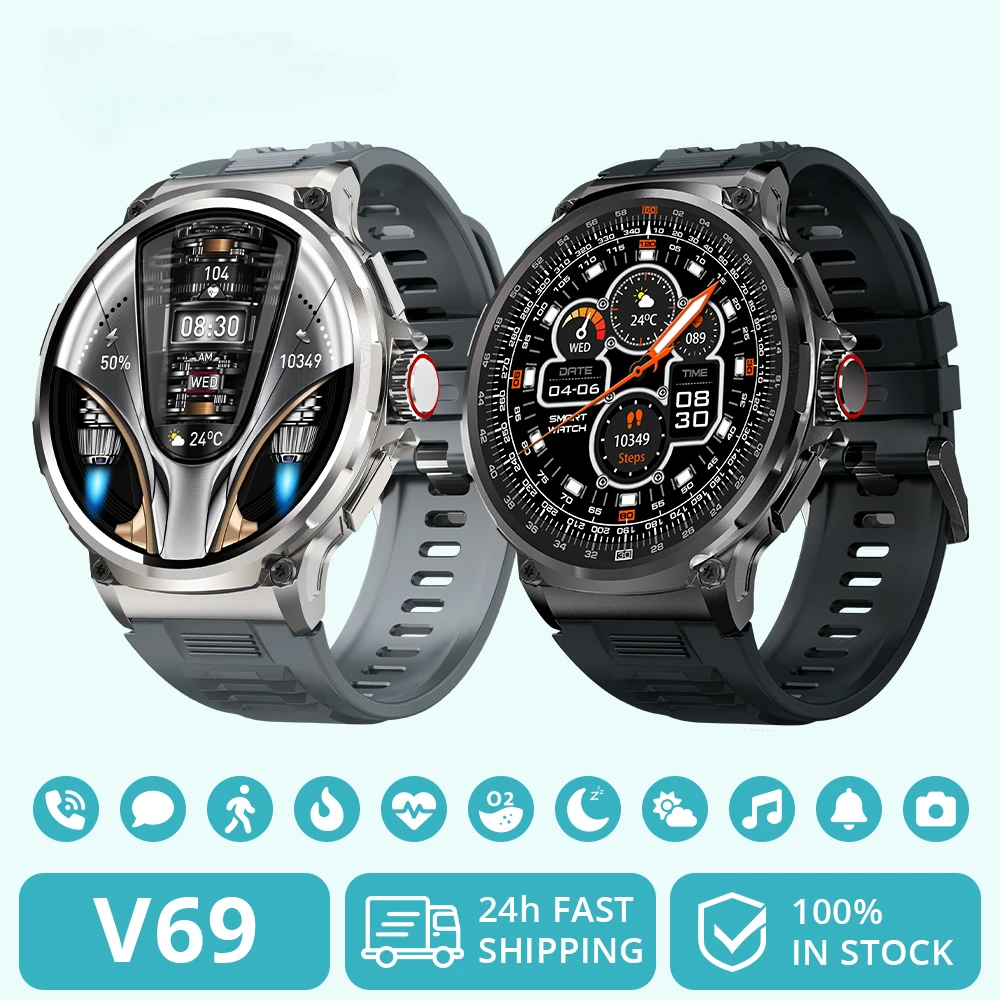 

2024 New V69 1.85" Ultra HD Display Smartwatch Men 710 MAh Large Battery, 400+ Watch Faces Smart Watch for Android IOS Phone