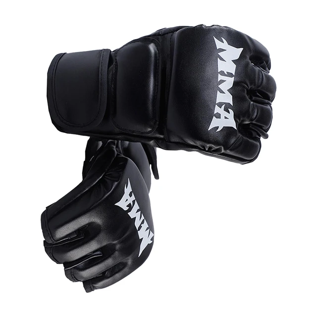 Gants de Boxe en Cuir PU Mitaines MMA Muay Thai Entraînement