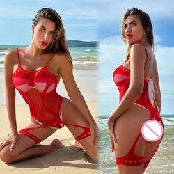 Women's Underwear Sexy Fishnet Tight Lingerie Costumes Erotic Mesh Hollow See Through Bodysuits Ladies Transparent Body Suit