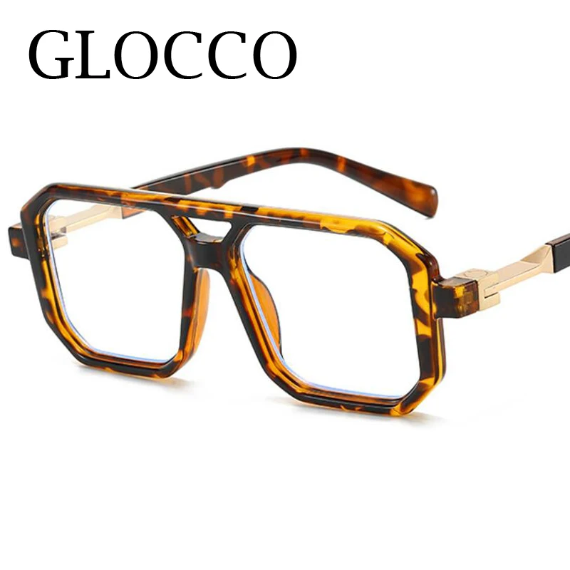 New Square Pilot Reading Glasses Optical Anti Blue Light  Double Bridge Green Eyeglasses Luxury Brand Prescription Clear Glasses 2