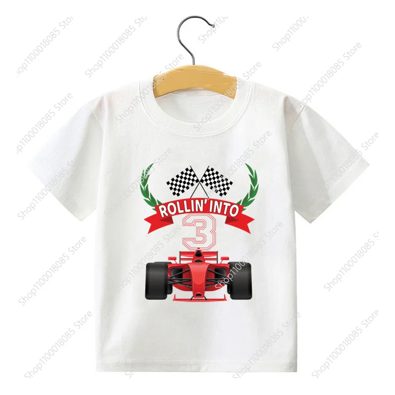 

Baby Kids Racing Car Birthday Number 1-9 Print T Shirt Children Birthday T-shirts Boy&Girl Funny Gift Tshirt Present.