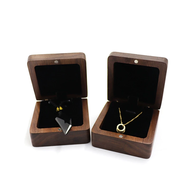 Black Walnut Small Jewelry Gift Packaging Storage Box Window Jewelry Box Fashion Pendant Necklace organizador de joyas