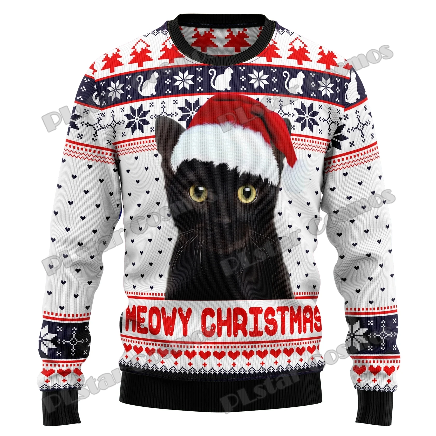 thumbnail image 1 of PLstar Cosmos Ninja Samurai Cat 3D Impreso Moda Feo Suéter Navideño para Hombre Invierno Unisex Casual Jersey de Punto MYY17, 1 of 5
