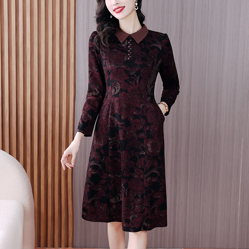 

Autumn Retro Mulberry Silk Dress Women's Lmproved Qipao Printed Bottom Skirt 2023 New Loose Tight Casual Party Vestidos