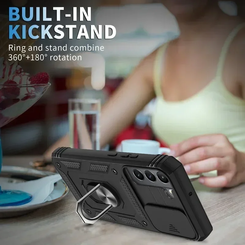 Heavy Duty Shockproof Case with 360° Rotating Kickstand and Camera Protection