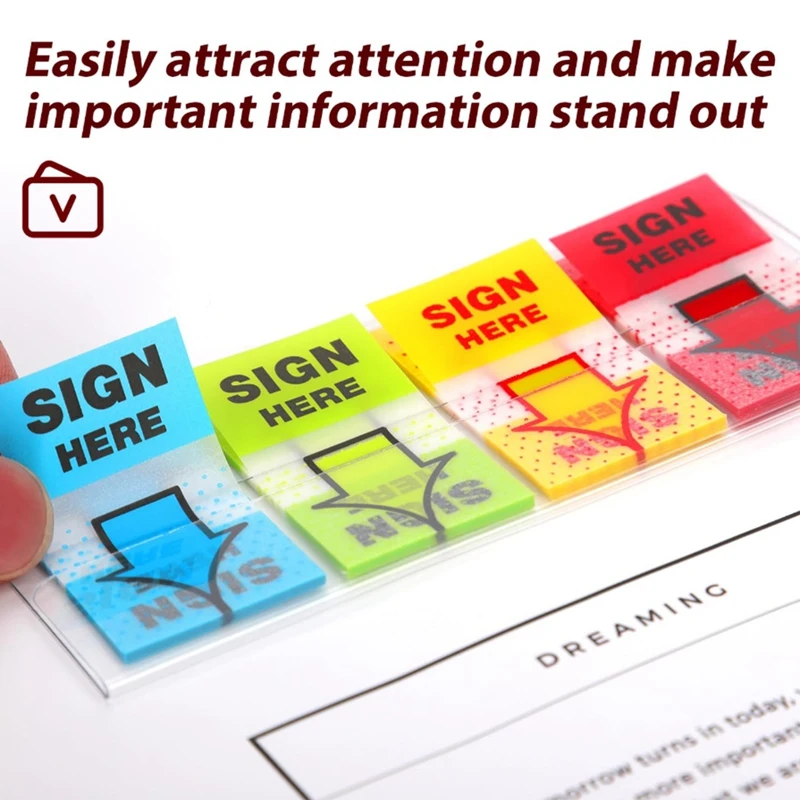 A85Q-500Pcs Sign Here Stickers,Labels Stickers Adhesive Sign Here Tabs Post Flags For Home Office School (4 Colors)
