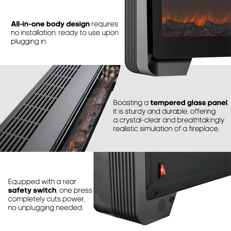 KINSCOTER Baseboard Heater 2000W Simulated Fireplace Home Electric Space Convector Heater Auto Thermostatic for Living Bedroom 5 KINSCOTER Baseboard Heater 2000W Simulated Fireplace Home Electric Space Convector Heater Auto Thermostatic for Living Bedroom 5