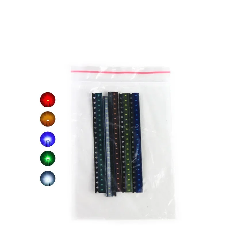 

5 цветов, каждая из 20шт. 0603 SMD светодиодный pack, светодиодный beads, красный, желтый, синий, зеленый, белый светильник