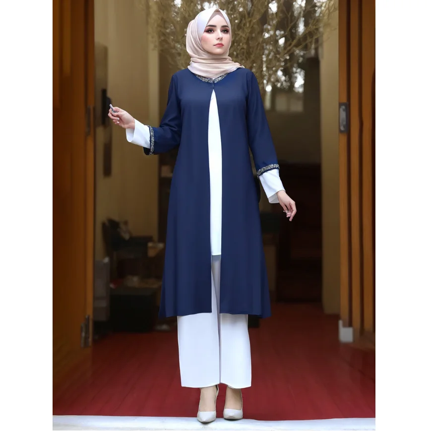 New Southeast Asia Middle Eastern Arab Dubai Turkish Islam Women Elegant Modest Dress Muslim Woman Abaya Robe Open Abayas 2