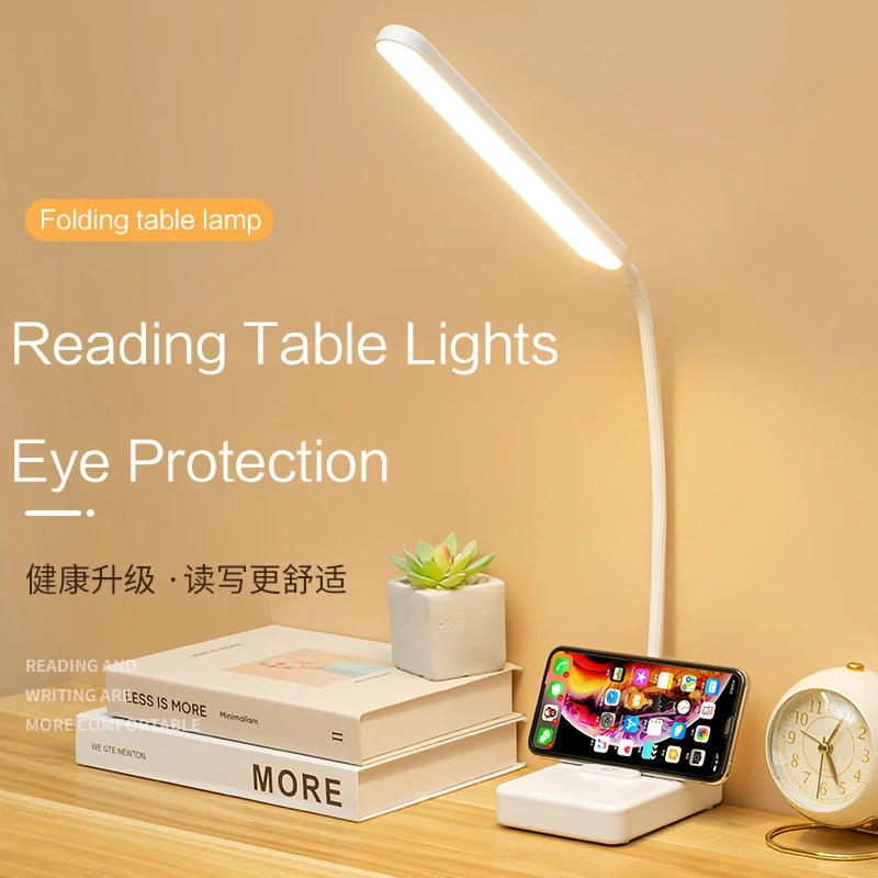 Led Table Lamps Usb Rechargeable Desk Lamp 3level Touch Dimmable Foldable Book Light Bedside