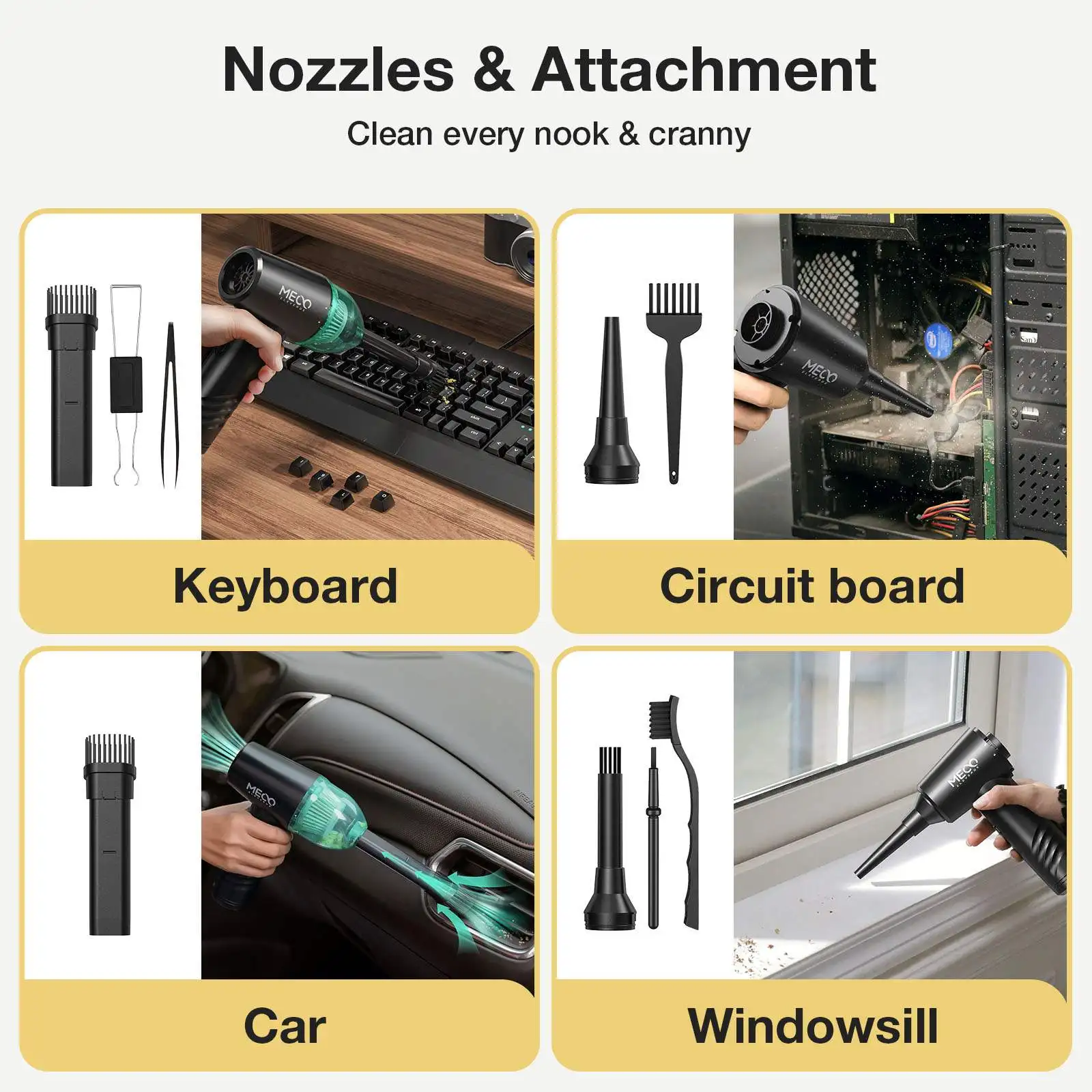 Compressed Air Duster Vacuum 2 in 1 Electric Air Blower 110000RPM 13000PA Keyboard Cleaner 3 Gear handheld air blower