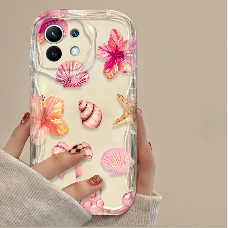 Ocean Animals Clear Silicone Phone Case - Blue & Pink Design