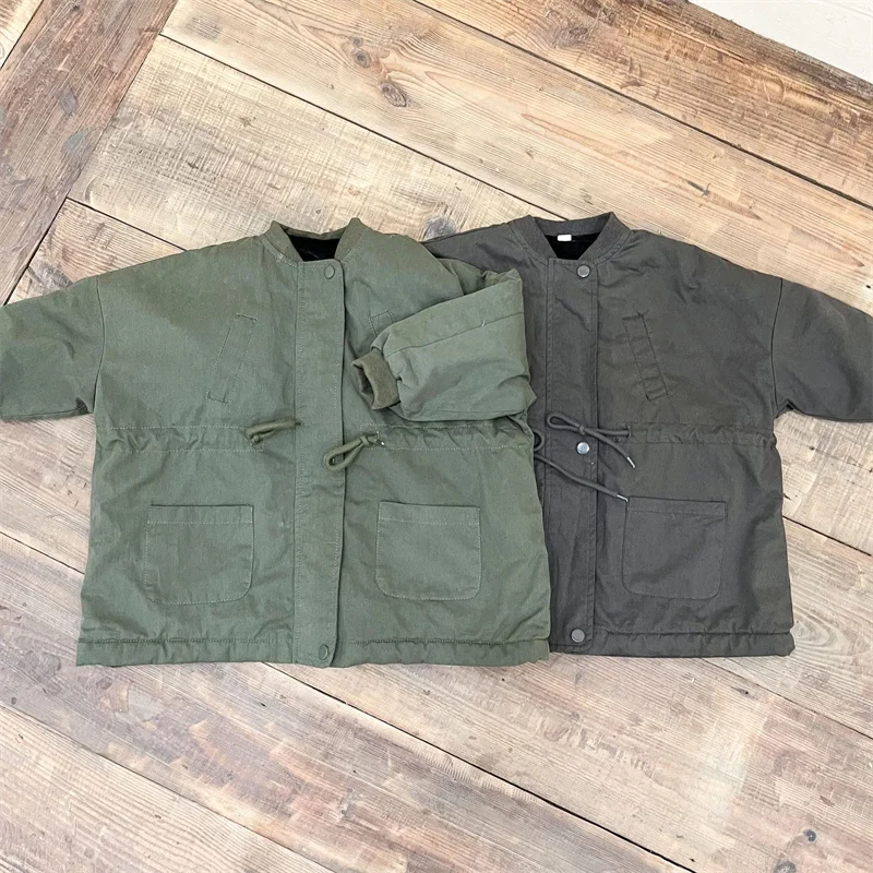 Children's Padded Thicken Windbreaker Winter Plus Velvet Coat Boys Warm Jacket Girls Cotton Clothes New Baby Casual Outerwear