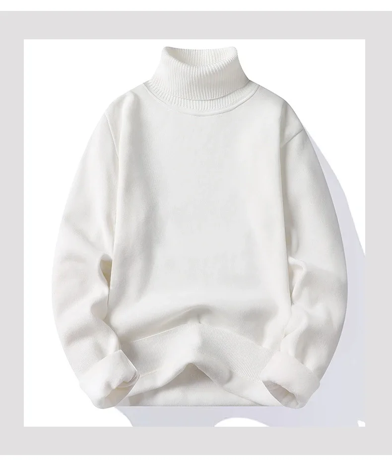 Herbst Winter vielseitige Herren Roll kragen pullover Stricken einfarbige Pullover Pullover warme Männer Slim Fit Freizeit kleidung – Detail 3
