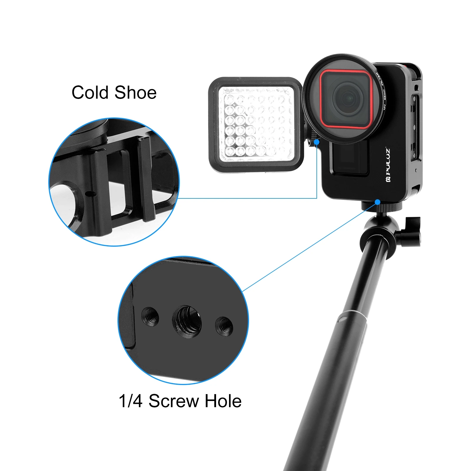 PULUZ Metal Rabbit Cage Adapter Frame with 52mm UV Filter & Adapter Ring For Insta360 Ace Pro Ace