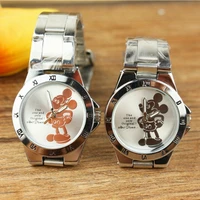 Mickey Mouse Minni Steel Quartz Watch Cartoon Children Watches Crystal Diamond Ladies Student  Women Anime Clock Girls Golden 2