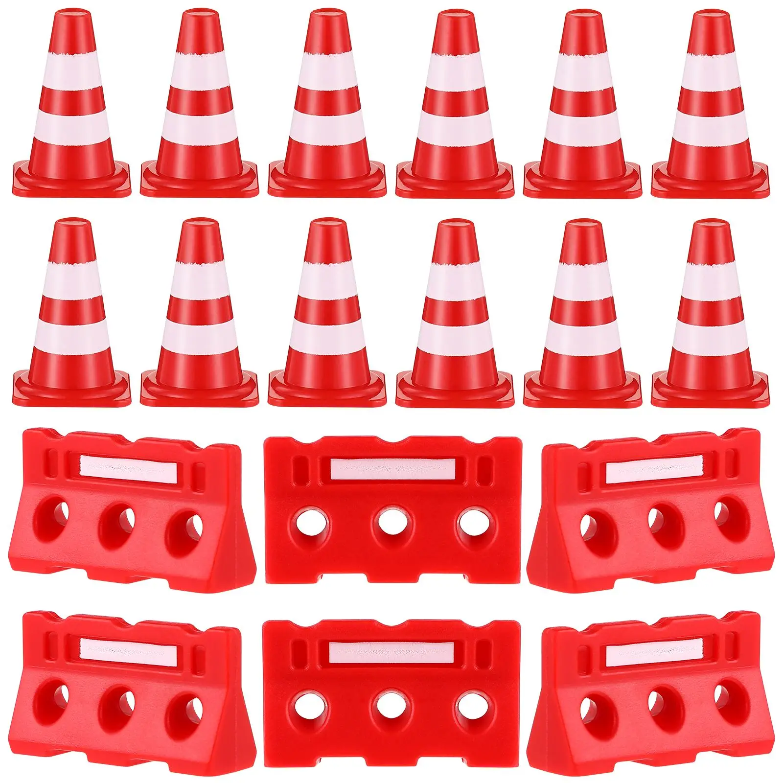 

24 Pcs Tiny Traffic Cones Fences Traffic Road Signs Traffic Cones Fences Toy Sand Table Ornaments Theme Party Favors 2024 New