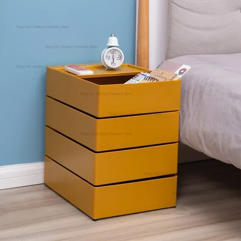 Nordic 360 Rotating Bedroom Movable Nightstand Simple Cream Style Desk Locker Cosmetic Storage Side Cabinet Home Furniture