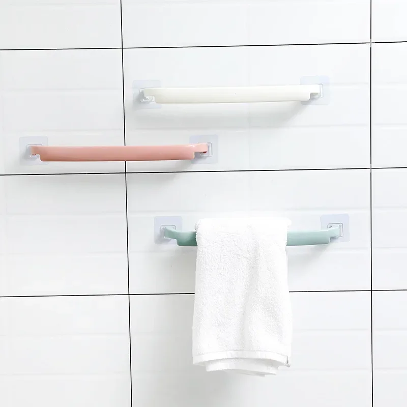 Plastic Tower Hanger Stick Standing Suction Towel Rack Wall Mounted Bathroom Storage Shelf Waterproof Bath Towel Holder