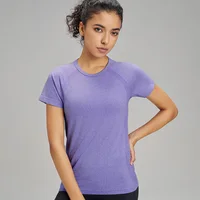Ten Color Quick Dry Sports Short Sleeve T-Shirt Women's Sweatshirt Breathable Fitness Clothing Solid Color Yoga Short Sleeve Top 2