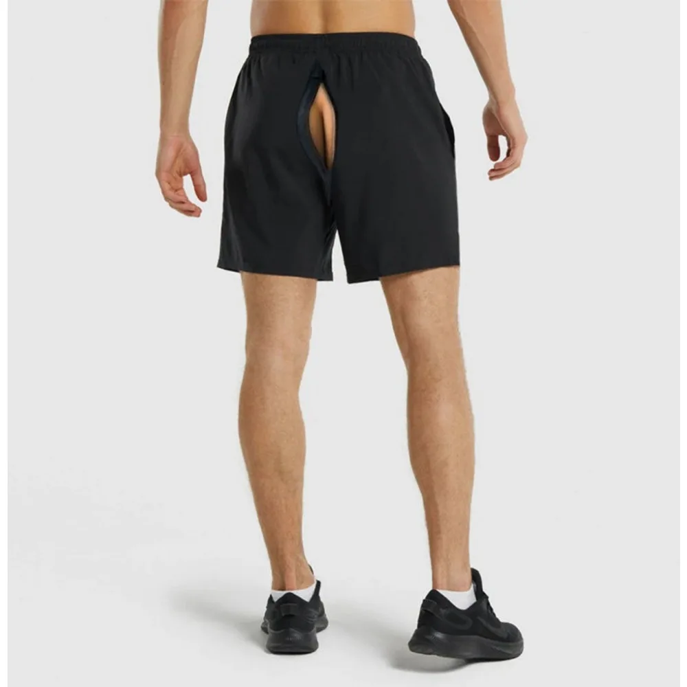 Summer Invisible Open Crotch Outdoor Sex Beach Pants Loose Casual Bord Swimming Men's Clothing Bath Shorts Running Sweatpants