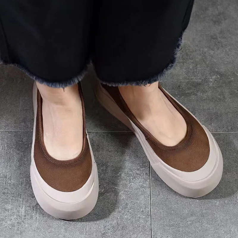 Women Loafers Autumn Thin Shoes 4cm Platform Heels Fashion Thick Sole Flatform Shoes New Slip-on Pumps Soft Leather Casual Shoes 5