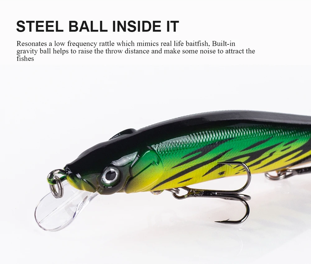 Hanlin 12 cm 13,5 g Bleistiftköder, lebensechte künstliche Swimbaits, schwimmender Hartplastikkörper, Minnow-Angelköder für Hechtbarsch-Gerät – Detail 6
