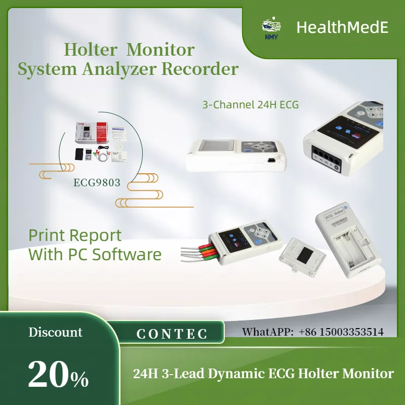 CONTEC 24H 3-Lead Dynamic ECG Holter Monitor EKG System Machine,Pacemaker Analyzer,Software(Download Onilne) TLC9803