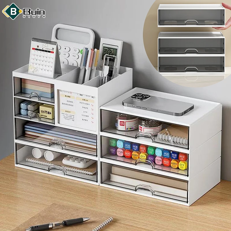 Stackable Desktop Storage Drawer Multi-layer Office Stationery A4 Paper Document Organizer Cosmetics Storage Box Drawer Type